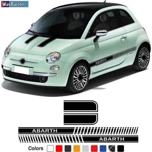 Car Hood Decal Engine Cover 5D Carbon Fiber Vinyl Side Stripes Skirt Sticker For Fiat 500 Abarth 500c 500e 595 695 Accessories