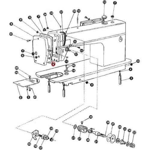 For typical 2603 and 2605 Thread guide sewing parts number 22T1-003C5