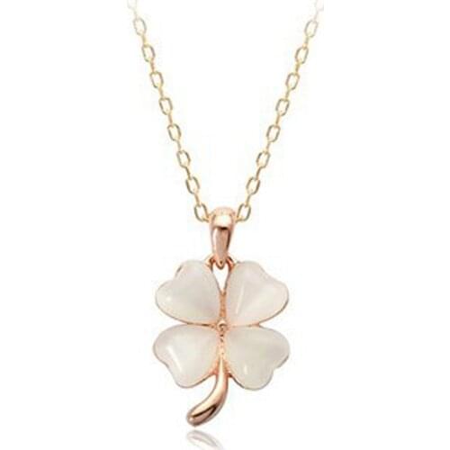 New Arrival Clover Opal Necklace Silver Plated Hot Sell Necklaces Nickel Free Elegant Women Jewelry