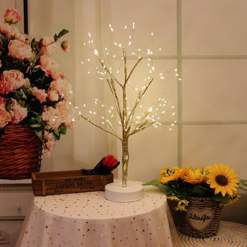 140 led Copper Fire Tree Light Table Night Lamps With Battery & USB Decorative Fairy Lights for Party Wedding Bedroom Decor