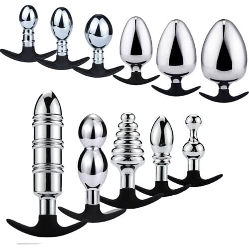 Huge Anal Plug Sex Toys Smooth Stainless Steel Butt Plug Trainer With Suction Cup For Women Man Gay Anal Dildo Adults Sex Shop