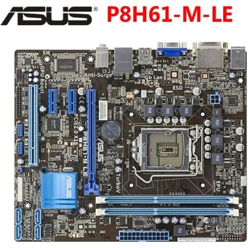 LGA 1155 ASUS P8H61-M LE Original ASUS P8 H61 M PC Motherboard Socket uATX DDR3 DVI VGA 16GB Desktop Computer Mainboard Used