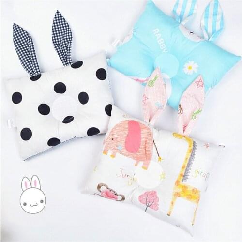 Newborn Baby Shaping Pillow Prevent Flat Head Infants Cute Rabbit Ear Shape Cartoon Dot Cotton Sleeping Bedding Pillows