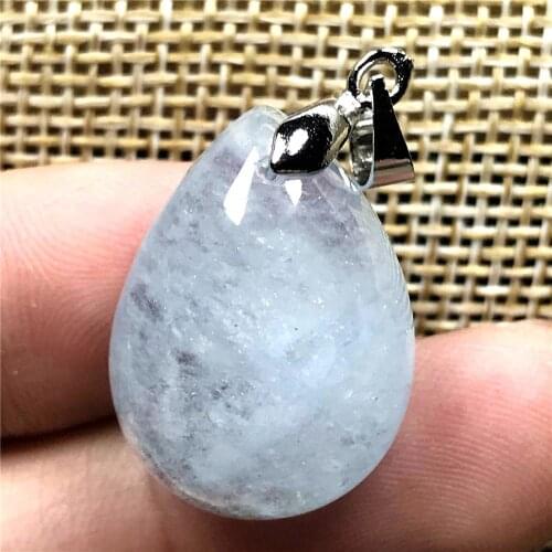 Top Natural Ocean Blue Aquamarine Necklace Pendant For Woman Man 21x16x10mm Beads Silver Stone Water Drop Gemstone Jewelry AAAAA