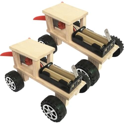Assembled Toy Wooden Car Kids Aerodynamic Car Kids Student Science Educational DIY Electronic Blocks Craft Toy