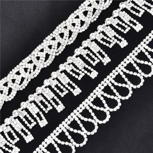 Silver Rhinestone Chain 1 Yards Crystal Dance Tassels Trimming Diy Curtain Decoration Necklace Bracelet Sew On Clothing Dress