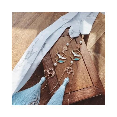 Wan series of moss, the original Chinese wind hanfu tassel hair band ancientry headdress hanfu cos hair accessories