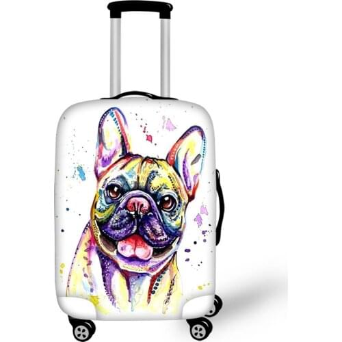 HaoYun Cute Suitcase Protective Cover Elastic Dust-proof Cover Waterproof Little Bulldogs Paint Travel Luggage Accessories