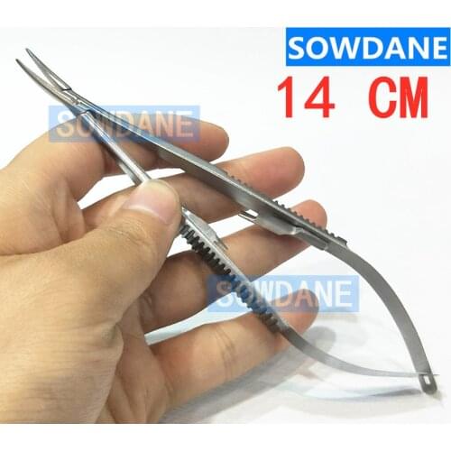 Dental 14.5CM Orthodontic Surgical Ligature Tweezer Castroviejo Needle Holder Fine Beak Handle with lock Dentist Instrument