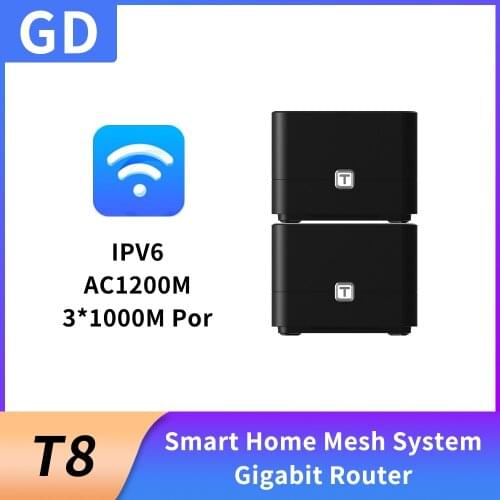 TOTOLINK T8 AC1200 Mesh Wifi Gigabit Router 2 Pack Wireless Repeater APP Remote Manage