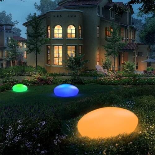 Solar Garden Lights Outdoor Glow Cobble Stone Shape Light Waterproof Color Changing Landscape Lawn Lights with Remote Control