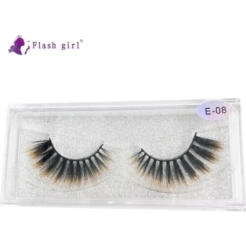 Flash Girl Full Strip Eyelashes 1 Pairs Thick Lashes 3D Handmade Colorful Eylashes Makeup with Packaging Maquiagem E-08