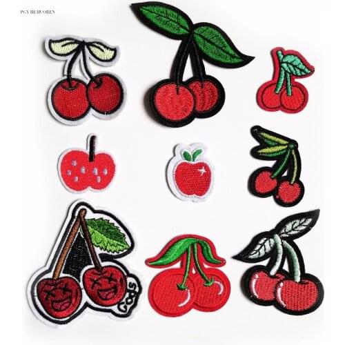 PGY Embroidered Patch on Clothes DIY For Decorative T-Shirt Fruit Cherry apple Logo Badge Accessories Iron-On Childrens Patch