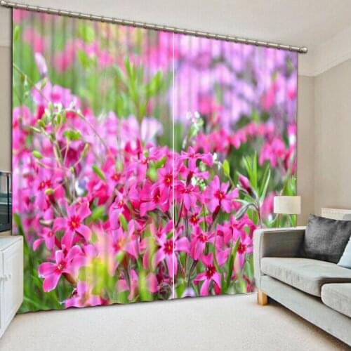 Pink flower curtain 3D Curtain Printing Blockout Polyester Chinese Sun Photo Drapes Fabric For Room Bedroom Window