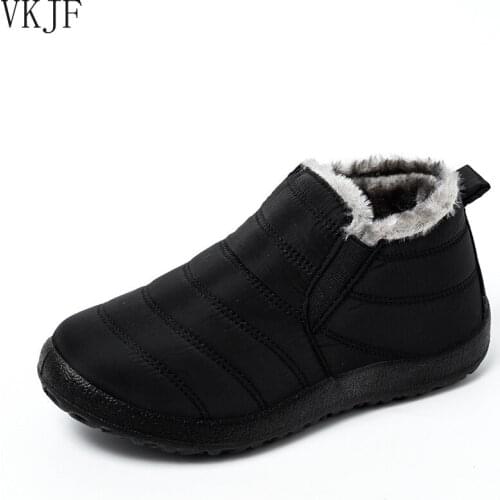 2021 Womens Boots Warm Shoes Plush Fur Woman Ankle Snow Boots Winter Female Slip on Flat Shoe Waterproof Ultralight Footwear