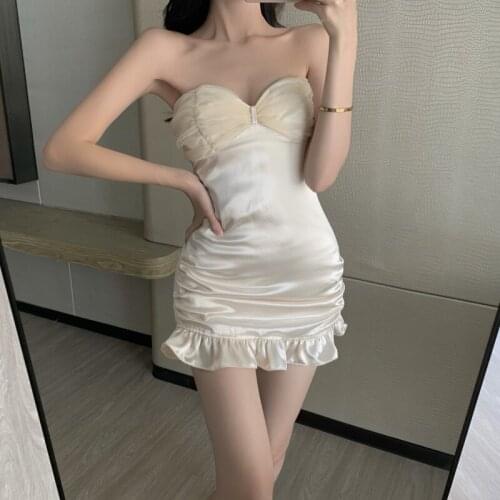 Sexy Skinny Hollow Out Halter Dresses Women Korean Backless Summer Ruched Dress Clubwear Bodycon Dresses