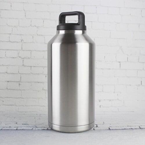 10pcs/lot Water bottle 64oz 1900ml sports flask travel mug stainless steel wide mouth 2wall insulated vacuum leak proof with bag