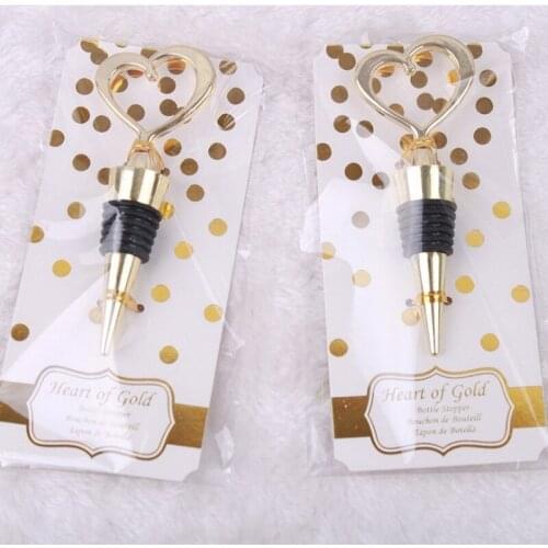 100pcs Gold-plated Heart-shaped Wine Bottle Stopper Wedding Gifts