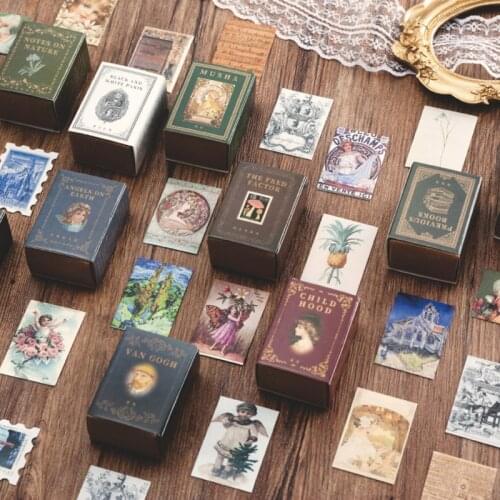 100pcs Vintage Stamp Book Series Material Paper Junk Journal Mini Old Book Craft Paper Scrapbooking Album Diary Scrapbook Paper
