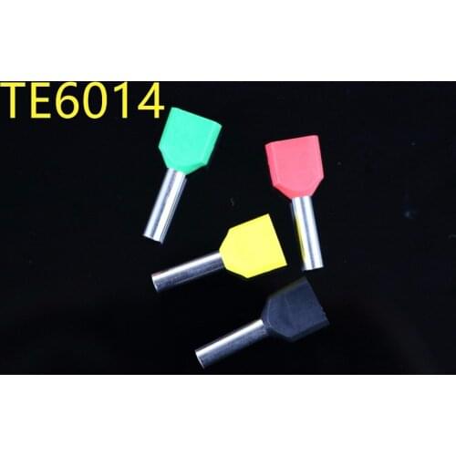 1000PCS TE6014 Crewel tube pre-insulating terminal twin pin double pin wire insulated crimp terminal