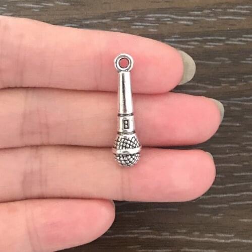 12PCS DIY Jewelry Making Microphone Charms Zinc Alloy Pendant Charm for Bracelets Necklaces Earrings Zipper Pulls Key Chains