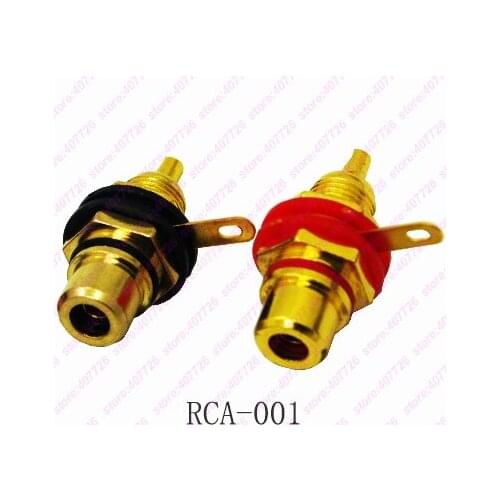2PCS/PACK) PCB Mount 1 Position Stereo Audio Video Jack RCA Female Connector Golden DIY With Screw Nut RCA-001