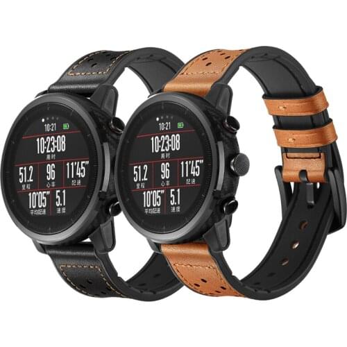 22mm Genuine Leather & Silicone Watch Band Strap for Samsung Gear S3 Frontier/Huawei Watch 2pro Watchband Replacement Bracelet