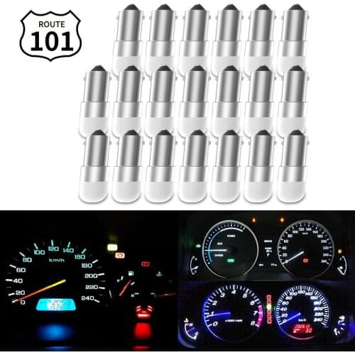 Route101 20x Car Instrument Panel Light 12V BA9S LED T4W Dashboard Indicator Bulb Auto Lamp Lighting Blue H5W 256 1895 1893 257