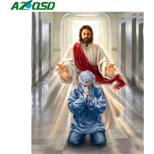 AZQSD Oil Painting By Number Jesus Figure Acrylic Modern Wall Art Picture By Numbers Classical Handpainted Unique Gift