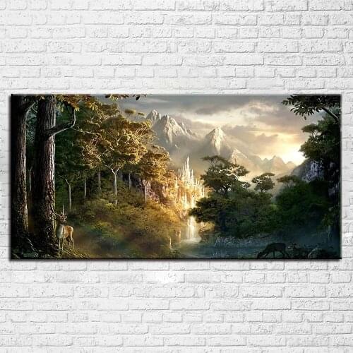 Large 5D DIY Diamond Painting Castle In The Mountains Pictures Full Mosaic Embroidery Wall Decor A742