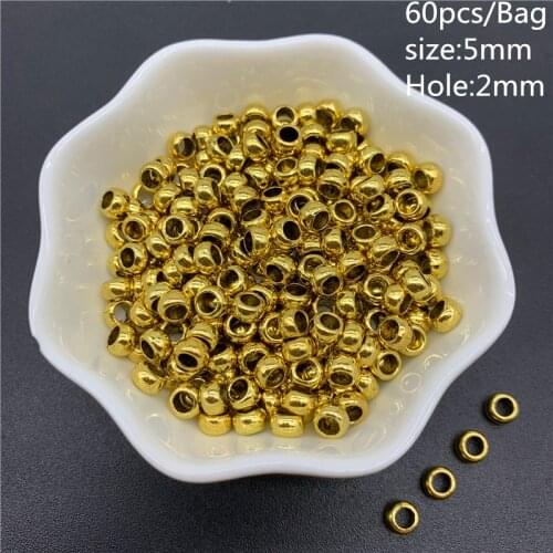 60pcs/Lot 5mm Oval Shape Gold Connector Alloy Beads Cap Ancient Golden Charms Beads For Jewelry Making