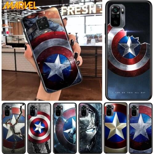 Avengers Shield Marvel for Xiaomi Redmi Note 10 10S 9 9T 9S 9Pro Max 8T 8Pro 8 7 6 5 Pro 5A 4X 4 Soft Black Phone Case