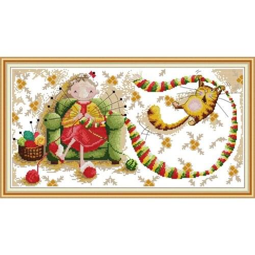 Everlasting love Old lady in sweater Ecological cotton Chinese cross stitch kits 11CT 14CT DIY gift New store sales promotion