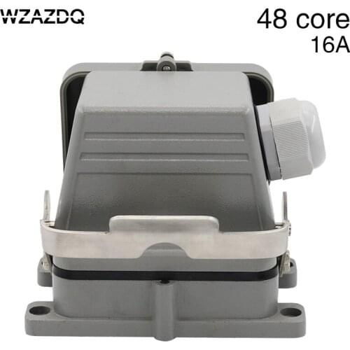 Hdc-he-048 rectangular heavy duty connector 48 core industrial waterproof cuboid air socket 16A with cover base