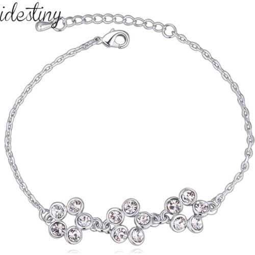 IDESTINY Fashion Flower Shape Design Hand Bracelets Jewelry Wholesale Bracelets Argents Pour Femmes Made With Austrian Crystal