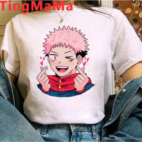Jujutsu Kaisen Gojo Satoru Yuji Itadori tshirt male kawaii print graphic tees ulzzang top tees t shirt white t shirt plus size
