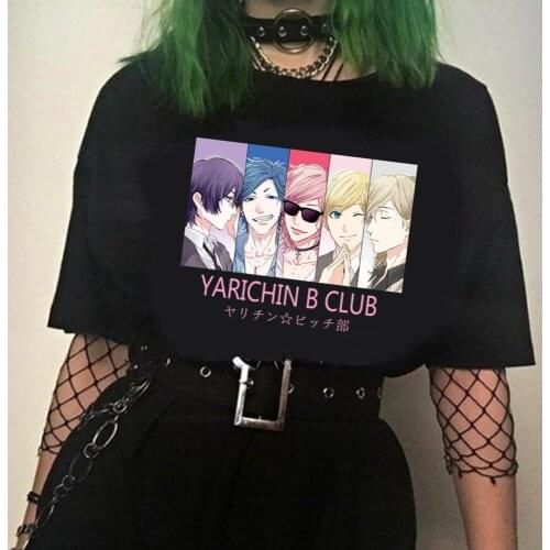 Anime Yarichin B Club Printed Short Sleeve Men Women Tops Harajuku Funny Clothes