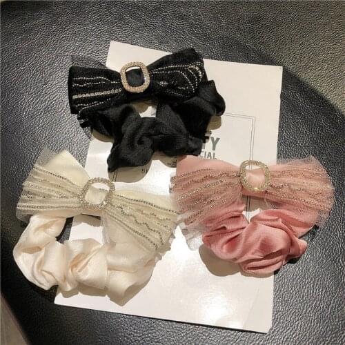 Super fairy organ organza hair ring bow hair ring feminine temperament back head ponytail intestine ring headdress