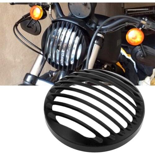 5 3/4" CNC Headlight Grill Cover For Harley Davidson Sportster XL883 XL1200 CNC Motorcycle Grill Side Mount Universal Cover