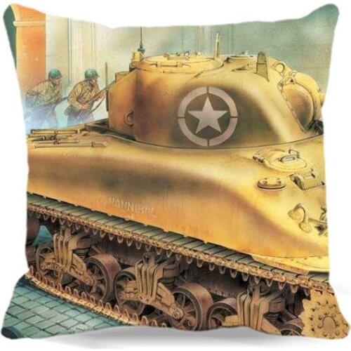 Tank of war of Square Cotton polyester Cushion Cover Decorative Chair sofa car Seat Home Living Textile