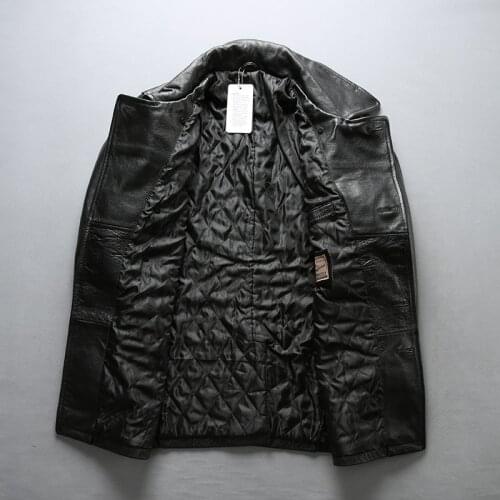 Fly casula genuine men slim fit real leather coat cowskin turn-down collar men' jacket