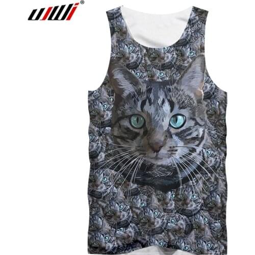 UJWI Anime Tanks Women/mens Summer Funny Print 3d Tank Top Black Cats cute Vest Singlets Man Hiphop Punk Sleeveless