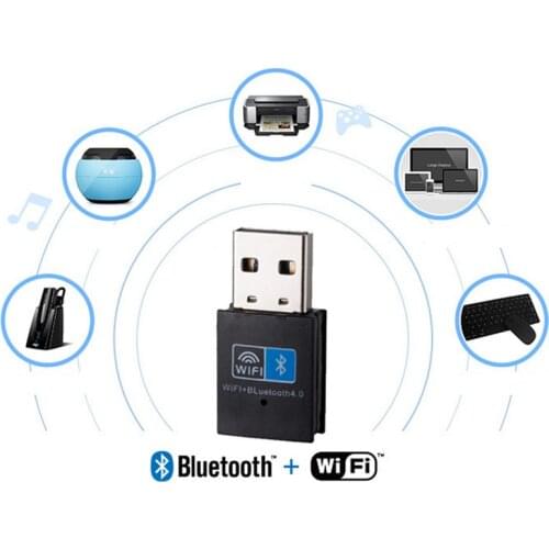 Mini Wireless USB Adapter 150Mbps WiFi Bluetooth 4.0 2 In 1 Receiver For Computer PC EM88