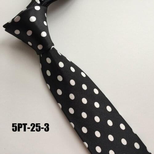 5cm Fashion Men Narrow Tie Stylish Dress Shirt Necktie Black with White Big Spots