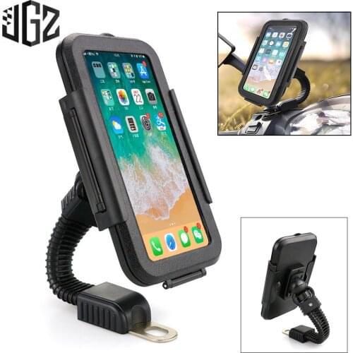 Motorcycle Rear View Mirror Clamp Stand Bracket Adjustable Waterproof GPS Phone Holder Cycling Universal For Aprilia BMW Honda