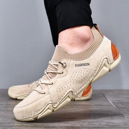 2021 New Sneakers Men Cow Suede Leather Men Casual Outdoor Men Roman Breathable Loafers Fashion Comfortable Leisure Sneakers