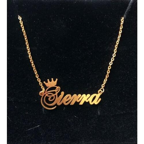 Personalized Initials Necklaces For Women Stainless Steel Rose Gold Queen Crown Custom Name Necklaces Sister Nameplate Jewelry