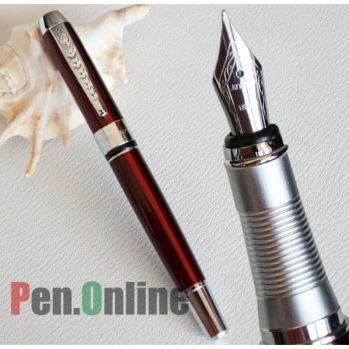 FOUNTAIN PEN 18KGP MEDIUM NIB JINHAO 250 DEEP RED AND SILVER TRIM