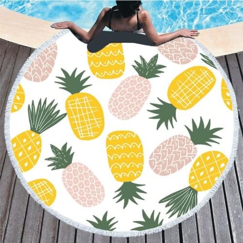 Pineapple Beach towel Toalla Playa Toalha De Praia Toalla Playa Grande Bath Towels for Adult Round Beach Towel Microfibre Towel
