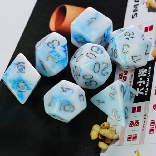 Poludie 2 Sets 14 Pcs DND Dice Set Polyhedral Imitating Stone Dice D4 D6 D8 D10 D% D12 D20 for Role Playing Board Game D&D RPG